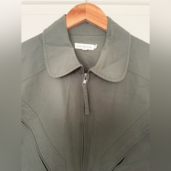 Good American Flight Romper Olive Green Utility Jumpsuit Khaki Zip Workwear S - Picture 3 of 12